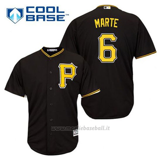 Maglia Baseball Uomo Pittsburgh Pirates Starling Marte 6 Nero Alterner Cool Base